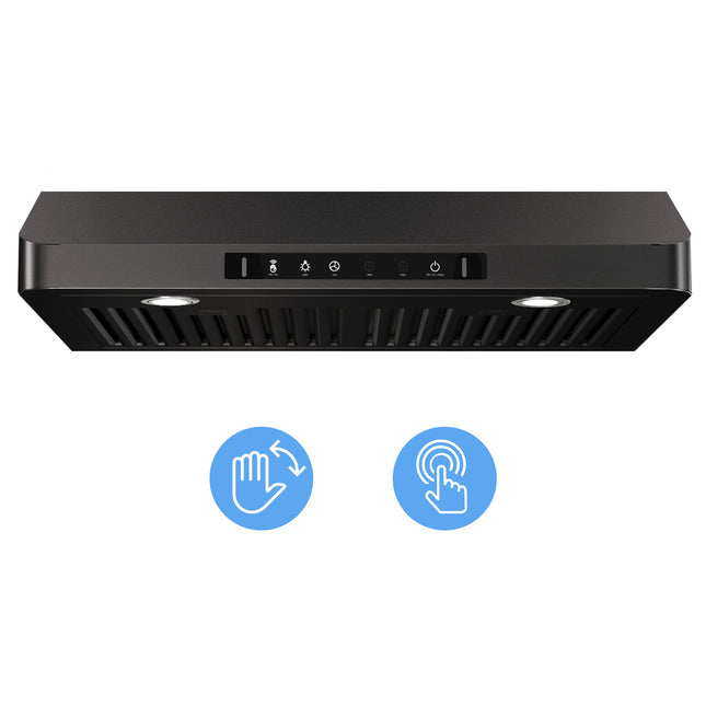 900 CFM Ducted Under Cabinet Range Hood in Black Stainless Steel with 2 -Way Venting and LED