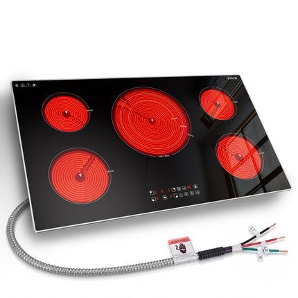 Profile 36 in. Buil-In Touch Control Induction Electric Cooktop w/ 5-Burner Elements and Power Boost in Black Glass Top