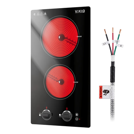 Profile 12 in. Buil-In Knob Control Induction Cooktop with 2 Burner Elements and Power Boost in Black Glass Top
