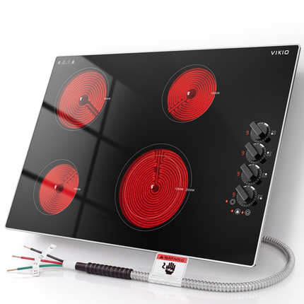 Profile 30 in. Buil-In Knob Control Induction Cooktop with 4 Burner Elements and Power Boost in Black Glass Top