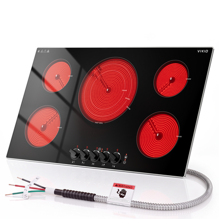 Profile 36 in. Buil-In Knob Control Induction Cooktop with 5 Burner Elements and Power Boost in Black Glass Top