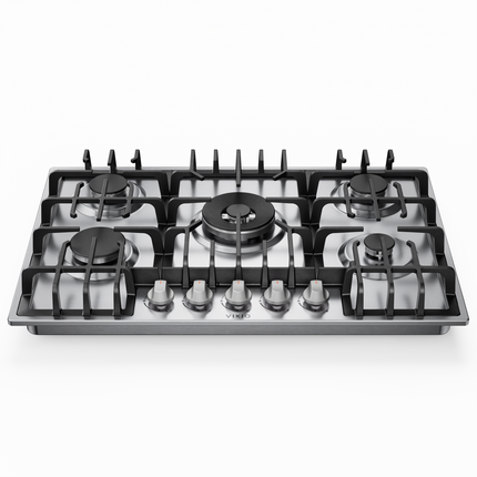 30 inch Gas Cooktop, 20000 BTU SABAF Dual-nozzle 5 Burner, NG/LPG Convertible， Dishwasher Safe Cast Iron Grates Stove