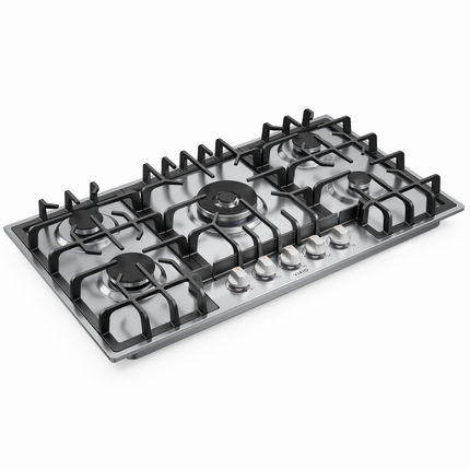 36 inch Gas Cooktop, 20000 BTU SABAF Dual-nozzle 5 Burner, NG/LPG Convertible， Dishwasher Safe Cast Iron Grates Stove