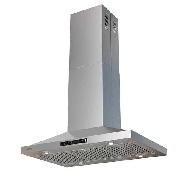 36 in. 400 CFM Convertible Quiet Island Range Hood Beverage in Stainless Steel w/ 4-LED Lights, Permanent Baffle Filters