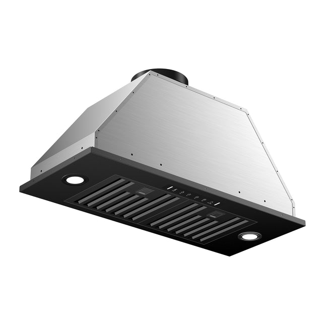 900 CFM Convertible Insert Range Hood in Black Stainless Steel with LED Light Gesture Sensing and Charcoal Filter