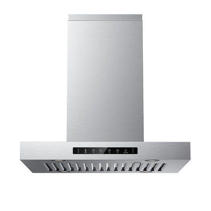 900 CFM Island Mount Range Hood in Stainless Steel with Gesture Sensing and Touch Control Switch Panel with light