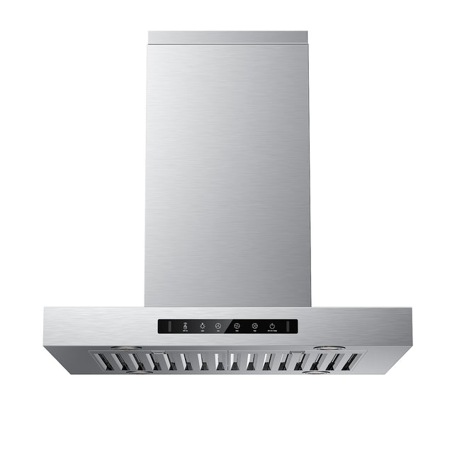 900 CFM Island Mount Range Hood in Stainless Steel with Gesture Sensing and Touch Control Switch Panel with light