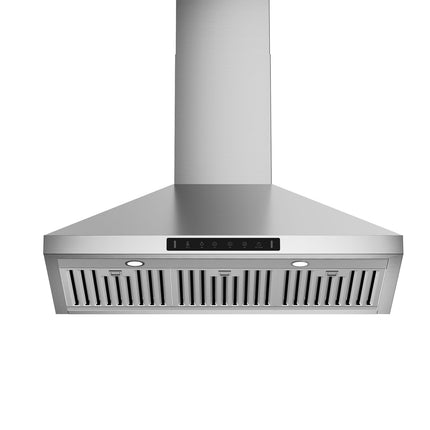 900 CFM Convertible Wall Mount Range Hood in Stainless Steel with Charcoal Filters, Gesture/Touch, LED Lights