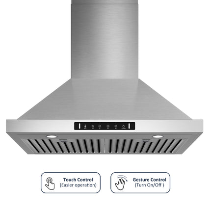 900CFM Ducted Wall Mount with LED Light Range Hood in Stainless Steel
