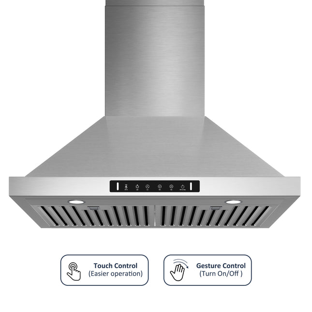 900CFM Ducted Wall Mount with LED Light Range Hood in Stainless Steel