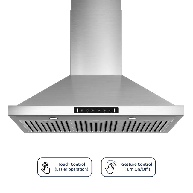 900CFM Ducted Wall Mount with LED Light Range Hood in Stainless Steel
