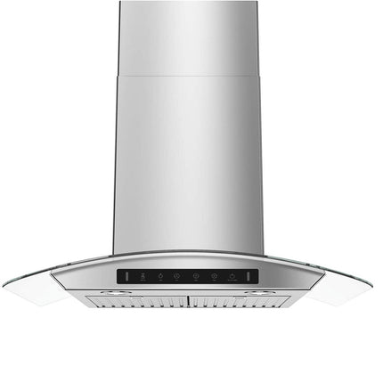 Wall Mount Range Hood Tempered Glass 900 CFM in Stainless Steel with LED Light and Remote Control