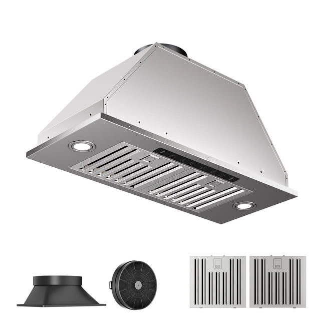 900 CFM Ducted Insert Range Hood in Stainless Steel with LED 4 Speed Gesture Sensing and Touch Control Panel