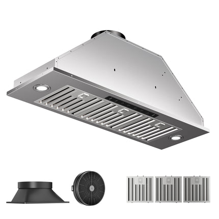 900 CFM Ducted Insert Range Hood in Stainless Steel with LED 4 Speed Gesture Sensing and Touch Control Panel