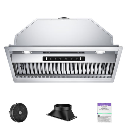 900 CFM Convertible Insert Range Hood Stainless Steel with Baffle Filters, LED and Gesture Control