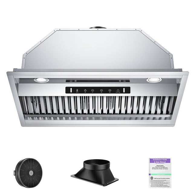 900 CFM Convertible Insert Range Hood Stainless Steel with Baffle Filters, LED and Gesture Control
