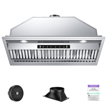 900 CFM Convertible Insert Range Hood Stainless Steel with Baffle Filters, LED and Gesture Control