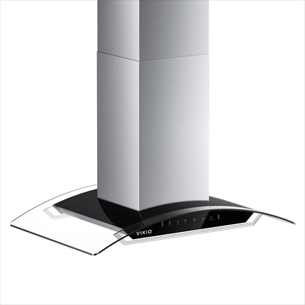 900 CFM Ducted Island Mount Range Hood in Stainless Steel with LED Light and Glass Panel