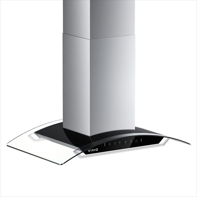 900 CFM Ducted Island Mount Range Hood in Stainless Steel with LED Light and Glass Panel