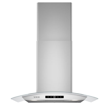 30 in. 400 CFM Ductless Convertible Wall Mount Range Hood in Stainless Steel and Glass