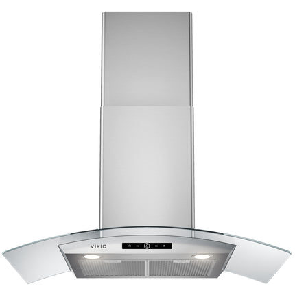 36 in. 400 CFM Ductless Convertible Wall Mount Range Hood in Stainless Steel and Glass