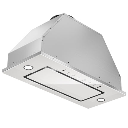 900 CFM Convertible Insert Range Hood in Stainless Steel and White Glass with LED Lights