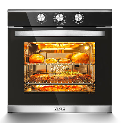 24 in. 2.83 cu. ft. single Electric Wall Oven with Convection and Manual Clean in Stainless Steel, Tempered Glass Door