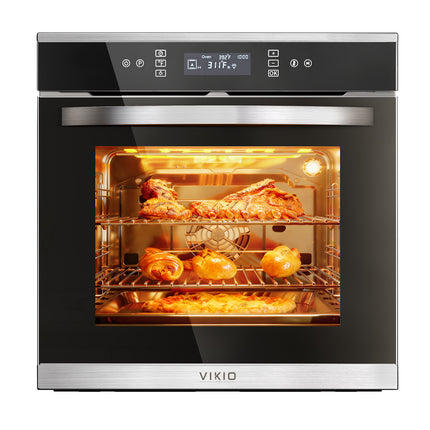 24 in. 2.83 cu. ft. single Electric Wall Oven with Convection and Manual Clean in Stainless Steel, Tempered Glass Door