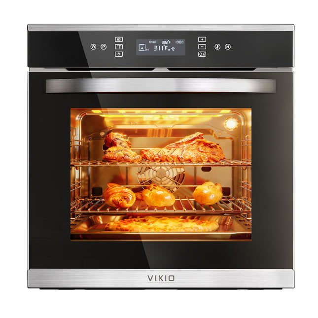 24 in. 2.83 cu. ft. single Electric Wall Oven with Convection and Manual Clean in Stainless Steel, Tempered Glass Door